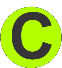 Fouroescent Circle or Square Label Alphabetic letter C